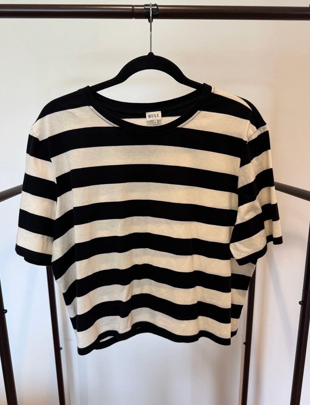 Kule The Striped Modern Black and Cream Striped Top size XL